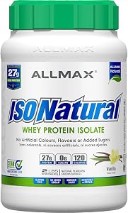 ALLMAX ISONATURAL Protein Isolate Powder, Vanilla, 2 lb, 29 Servings
