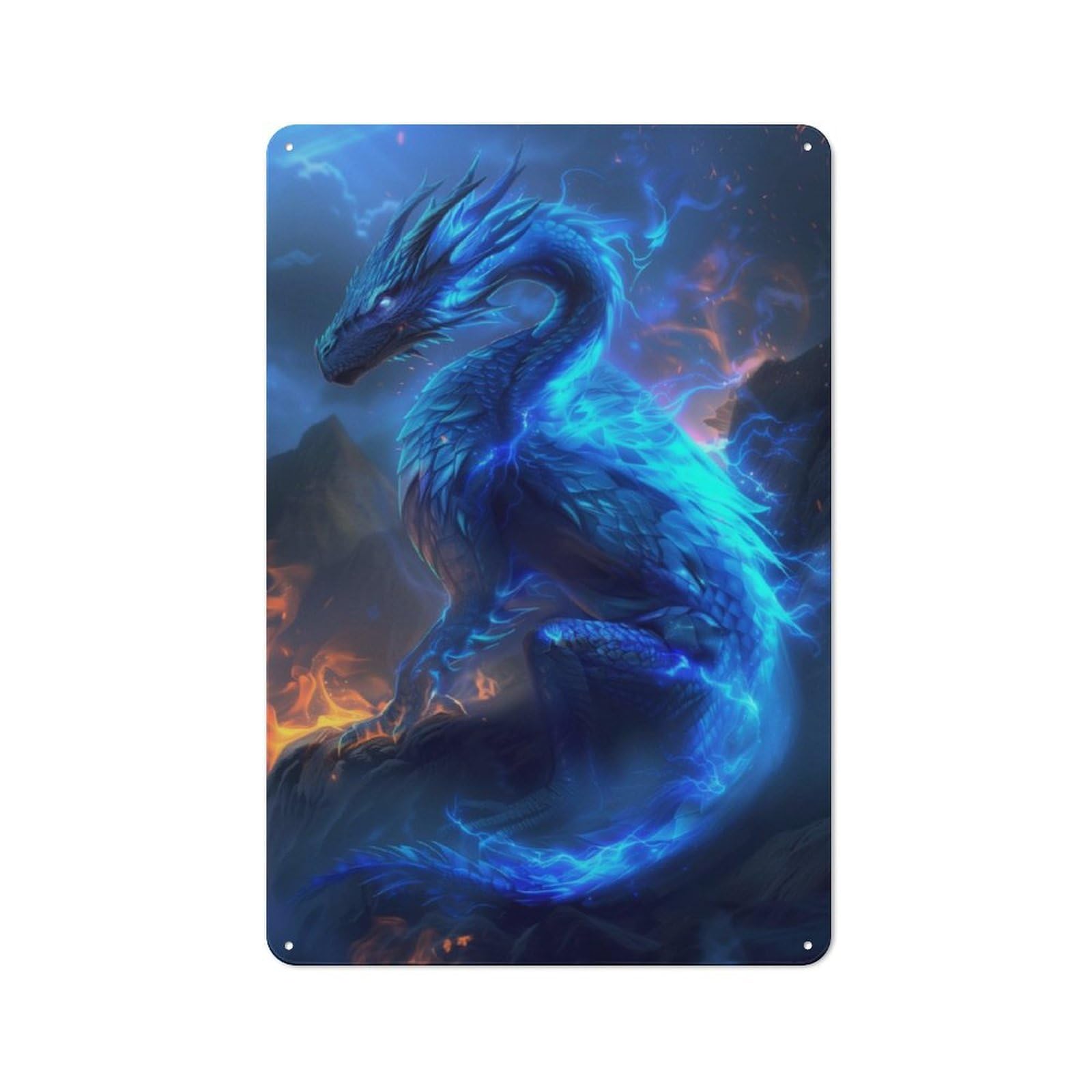 Junmoney Ice Dragon Magic Retro Metal Sign 30X20cm For Garden Room Or Summerhouse, For Garden Room Decor Fans