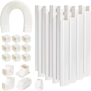 3" W 16.1 Ft Line Set Cover Kit for Mini Split Air Conditioner Decorative PVC Line Cover Kit for Central Air Conditioner Mini Split AC Cover for Outside Heat Pumps Tubing Cover