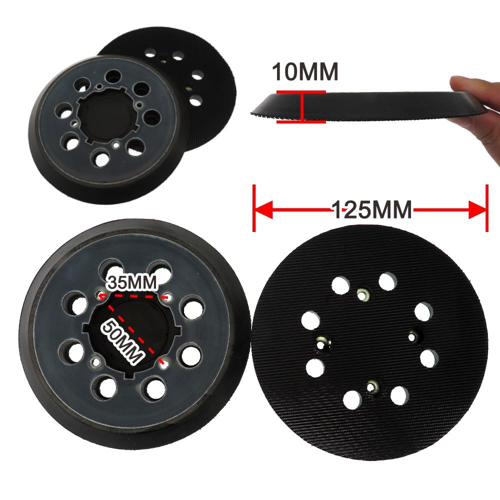 Trade-Shop - 5 piatti a 8 + 4 fori, in , Ø 125 mm, compatibili con la levigatrice orbitale Dewalt DCW210D1 DCW210D2 DCW210N DCW210P1 DCW210D1R