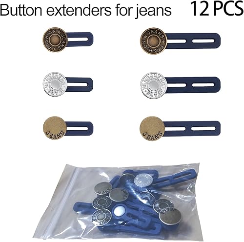 Miniatura 8 de YouOKLight Extensores de botón para jeans, 12 extensores de botón de mezclilla, extensores de cintura para pantalones para mujeres y hombres,