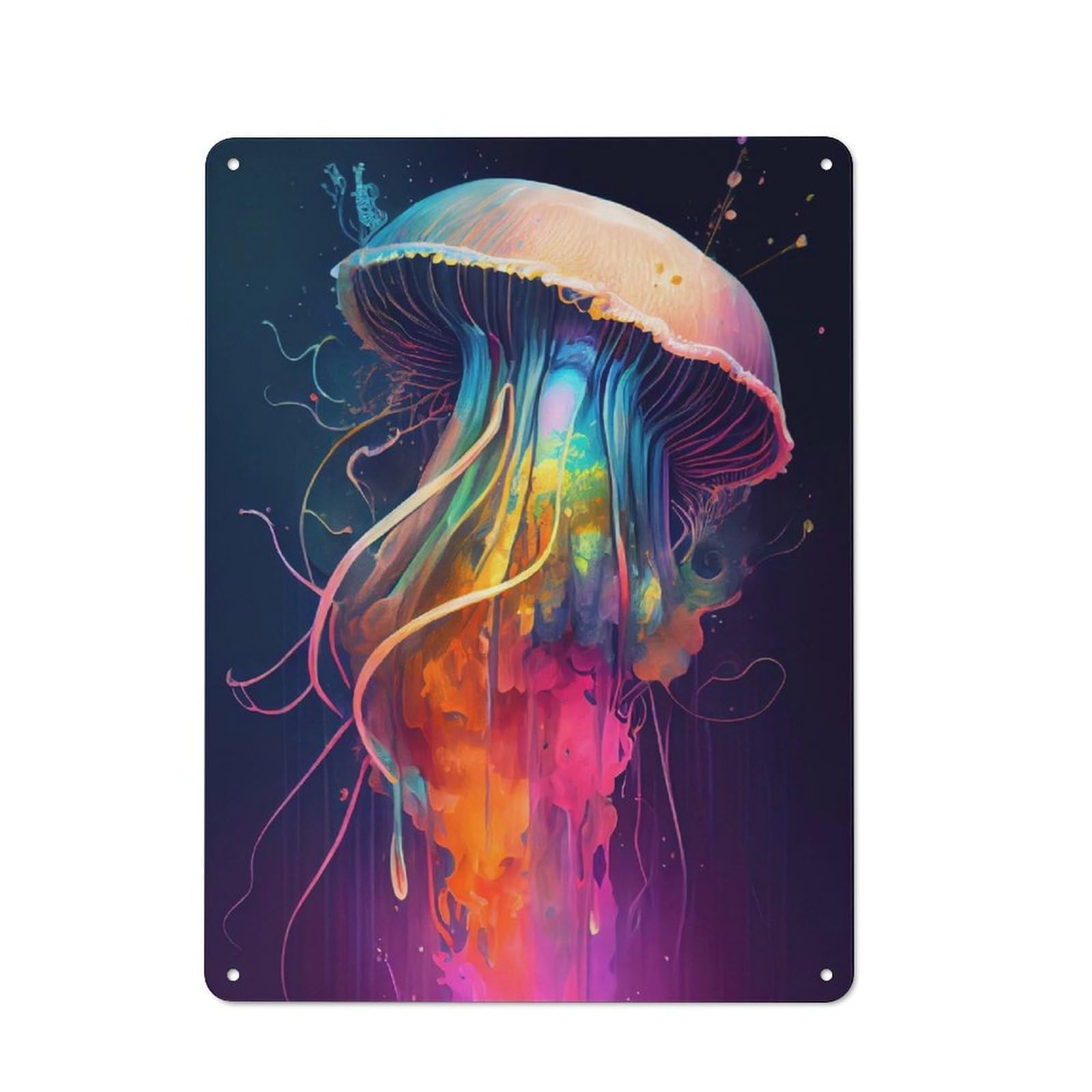 Junmoney The Mysterious Jellyfish 3 Metal Wall Sign 40X30cm Featuring For Garage Wall, For Kitchen, Dining Room And Home Bar Wall Decor