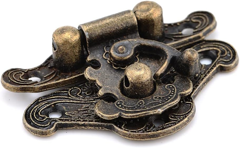 2Pcs Antique Bronze Jewelry Wooden Box Hasp Latch + 4Pcs Vintage Cabinet Hinges Mini
