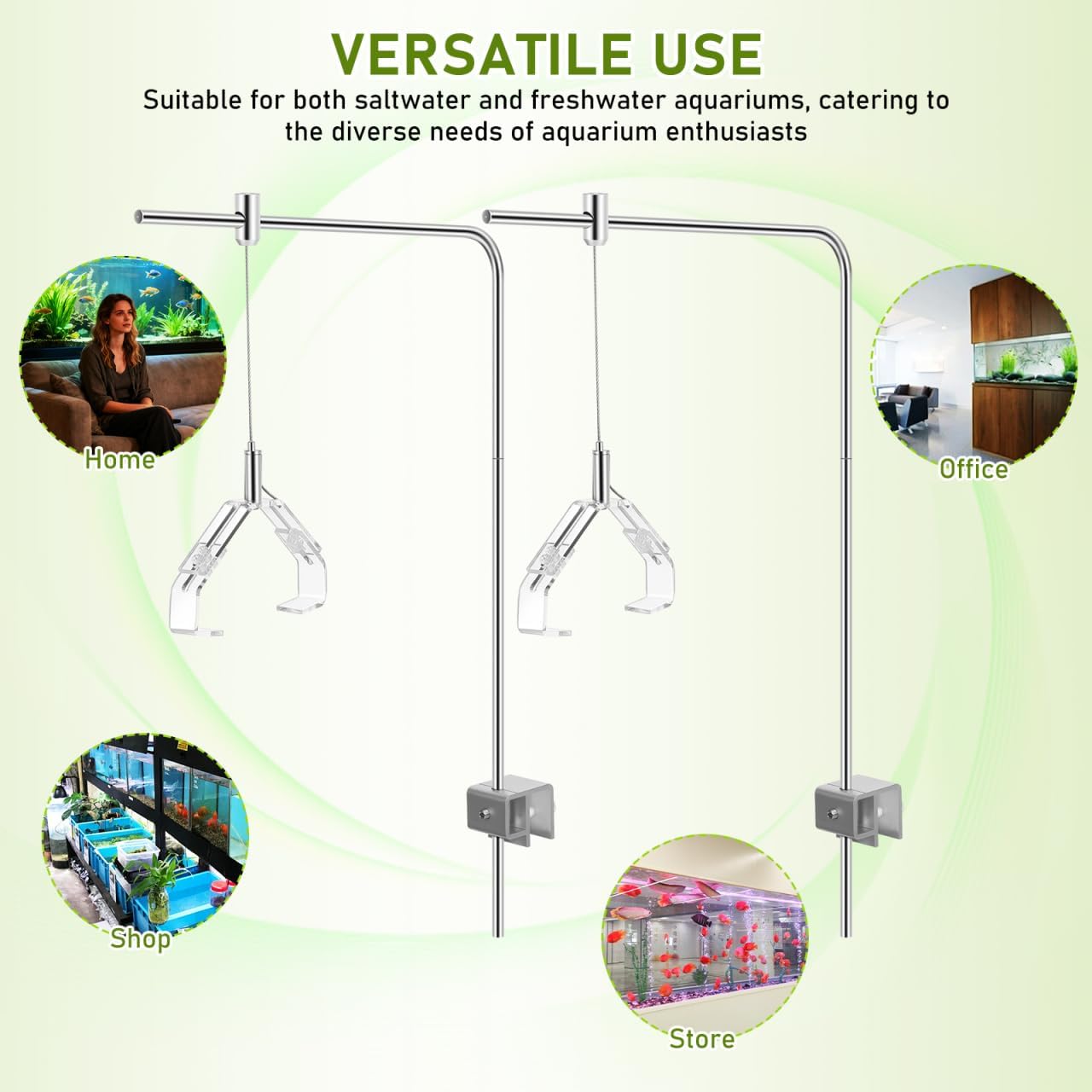 Kisangel 2pcs Aquarium Light Rack Support Stand Aluminum Alloy Adjustable Height Fish Tank Lamp Bracket for Freshwater Saltwater Fish Tank Light Rack