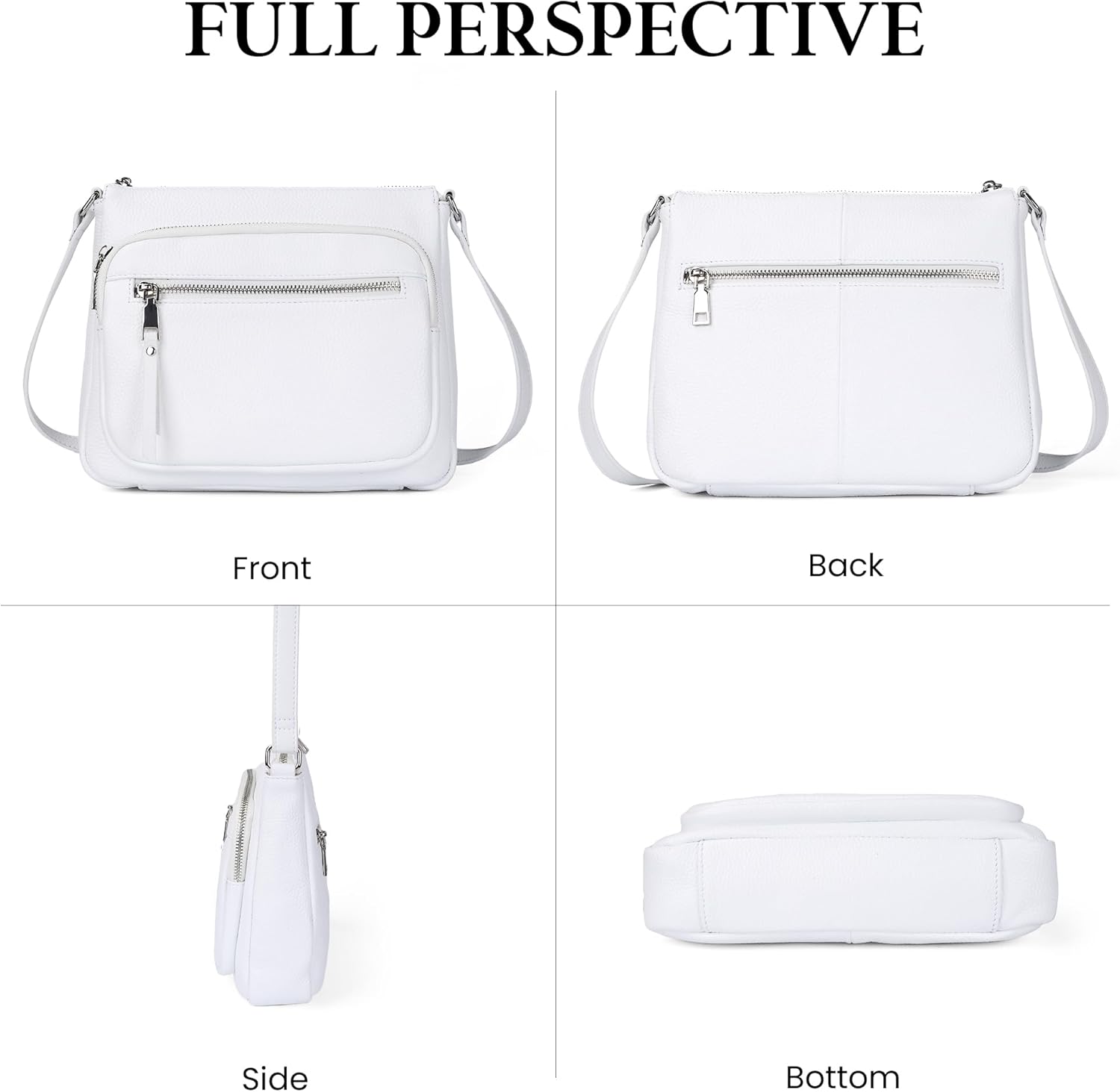 befen Genuine Leather Crossbody Bags for Women Medium Size RFID Blocking Leather Purse for Women with Multi Zip Pockets
