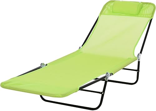 Miniatura 4 de Tumbona reclinable plegable para exteriores, tumbona para playa, patio, piscina, césped, verde