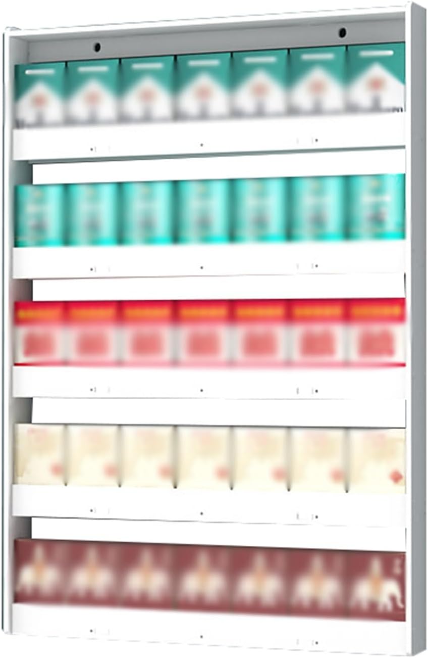 Cigarette Showcases Rack, Wood Plastic Board Store Cabinet, Multi-Layer Cigarette Display Case, Wall Mounted Cigarette Rack for Commercial Store Supermarket(41x5x59cm)