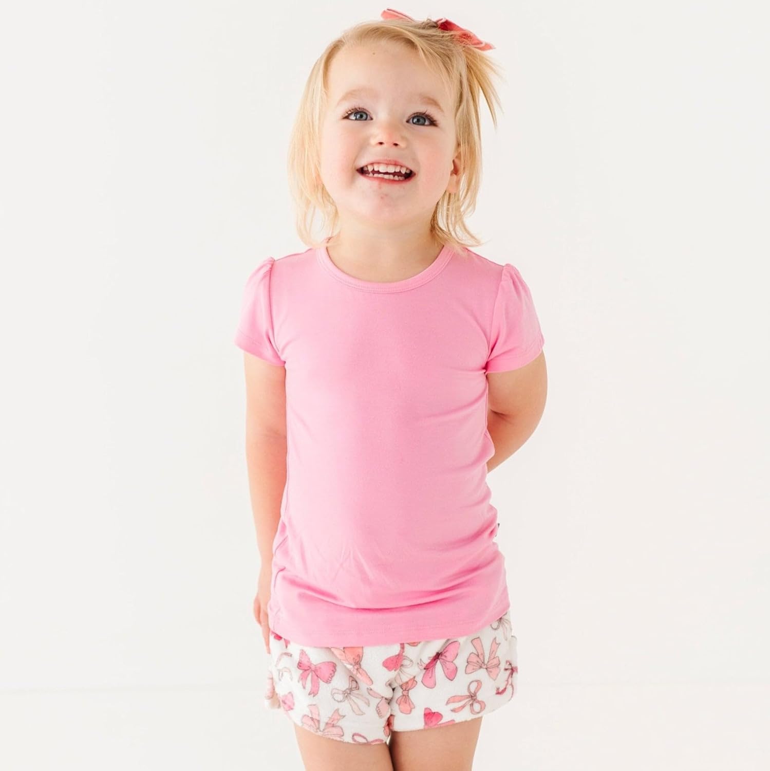 Plush Shorts Pink Bows, 6-8 Years
