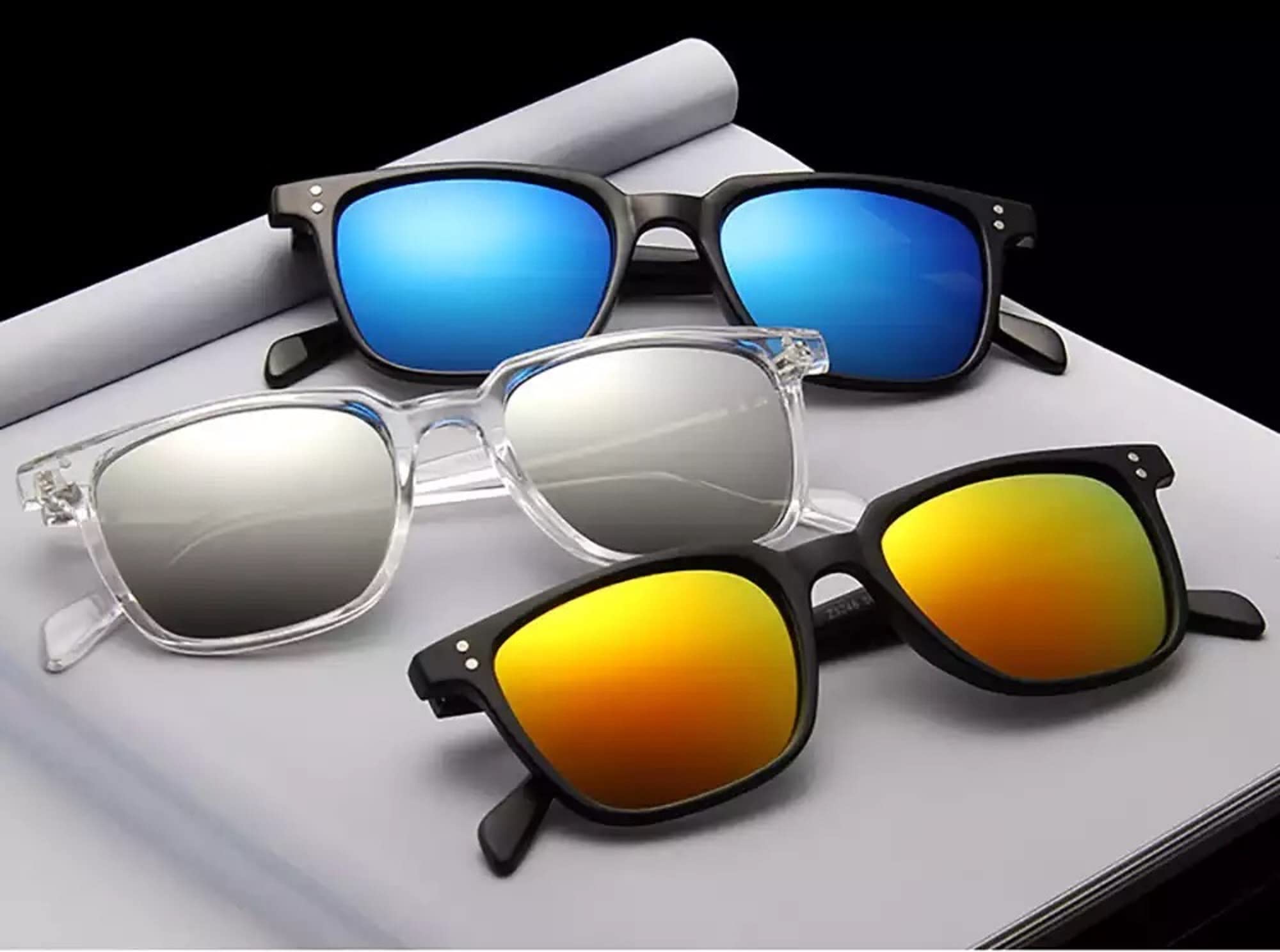 AUGEN Gafas de sol unisex con protección UV400, estilo retro, vintage, cuadradas, abstractas, tamaño mediano (amarillo2, 116), paquete de 1