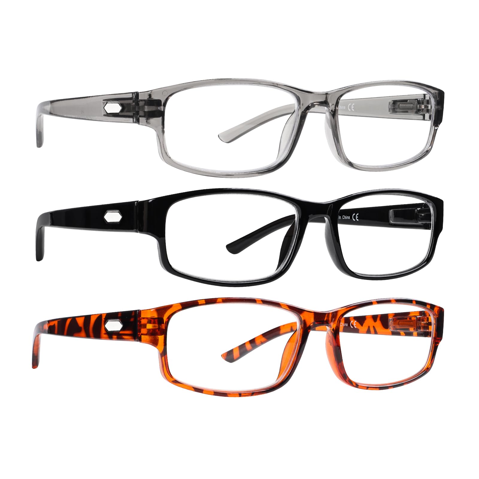 3 Pack Reading Glasses for Men and Women Blue Light Blocking with Spring Hinge Readers Computer Eyeglasses