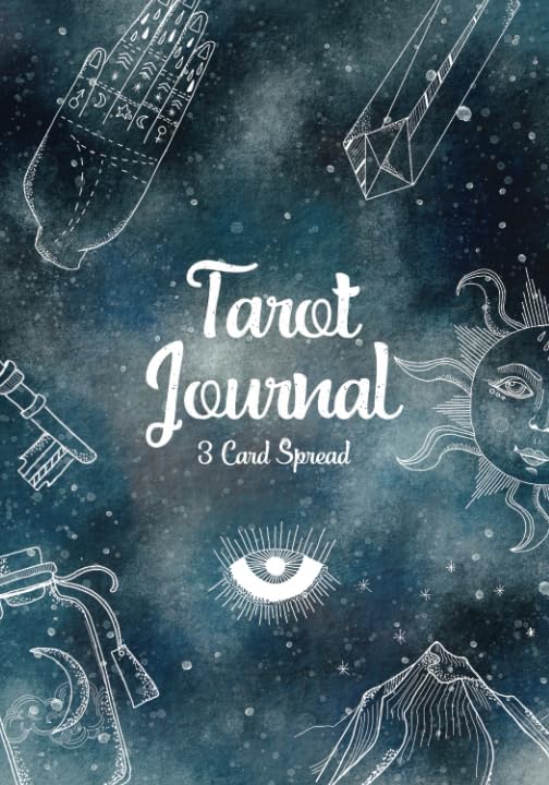 Tarot Journal Three Card Spread: Tarot Diary Recording & Interpreting Readings - 200 Page Fill In - 7x10 in- Star Notebook Matte Finish - Daily Draw 3 Card Spread Journal