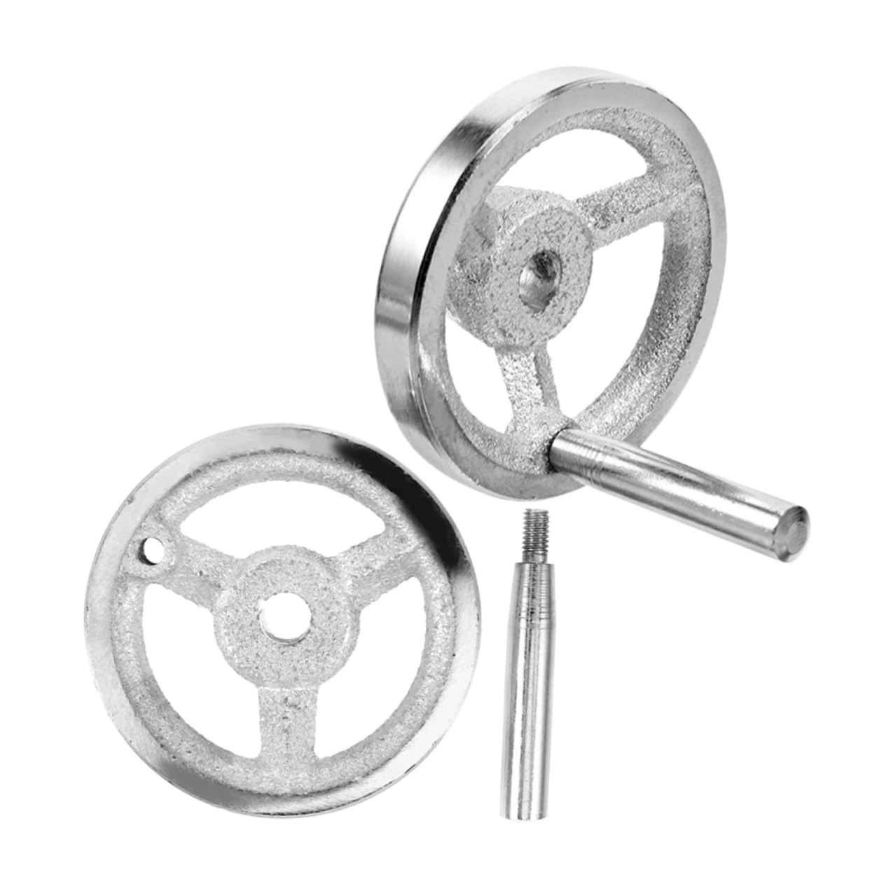 OSOLADY 2pcs Hand Wheel Revolving Knob Handle Handwheel for Milling Machine Wheel with Handle Crank Handle Replacement Handwheel for Milling Handle for Mill Hand Crank Silver Carbon Steel