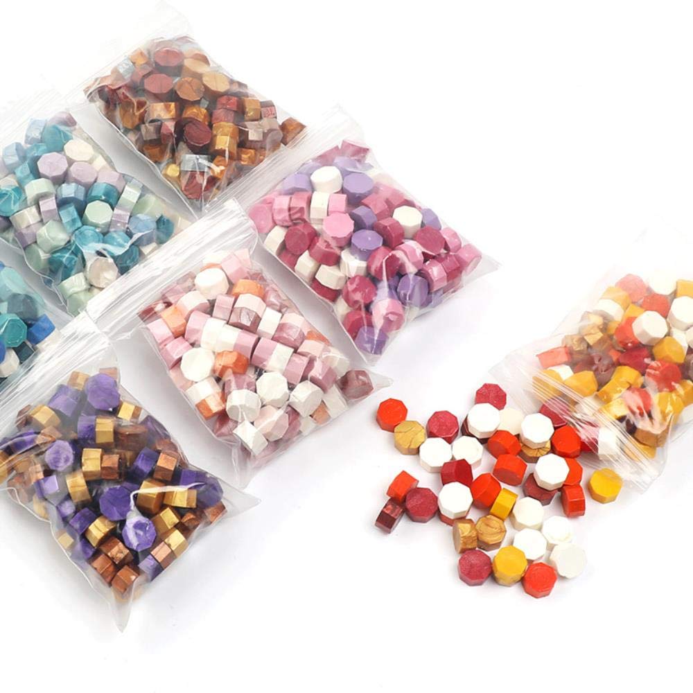 Perles de Cire à Cacheter 200 Pièces,10 Couleurs Sceaux de Cire Octogonaux pour Rétro Cachetage de Timbres,Enveloppes, Invitations de Mariage,Emballage de Cadeaux