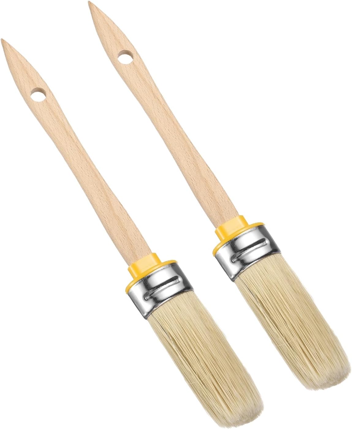 – sourcing map 2 Pcs Wax Paint Brushes, 2 x 0.9 Inch Chalk Stencil Brush, Oval PET Fiber Bristle with Wood Handle, Painting Tool for Furniture DIY Home Decor Art Crafts, Yellow
