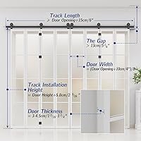Vista 4 de Kit de riel de puerta corrediza de granero biplegable de 7 pies/84 pulgadas para interior de 8 puertas, resistente