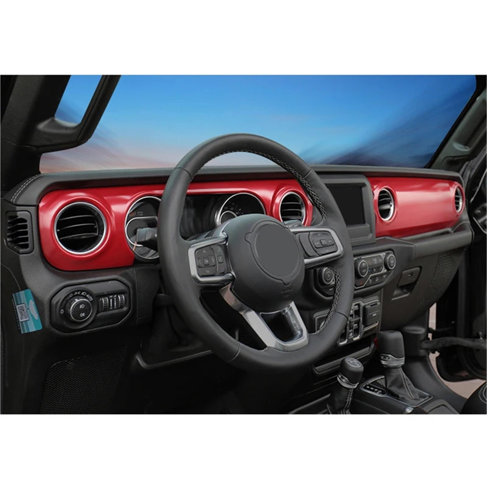 Folia na panel‌ Okleina skrzynia biegów‌ Osłona panelu sterowania deski rozdzielczej samochodu Rama wewnętrzna Listwy dekoracyjne pasujące do Jeep Wrangler JL 2018-2021(Matte Red)