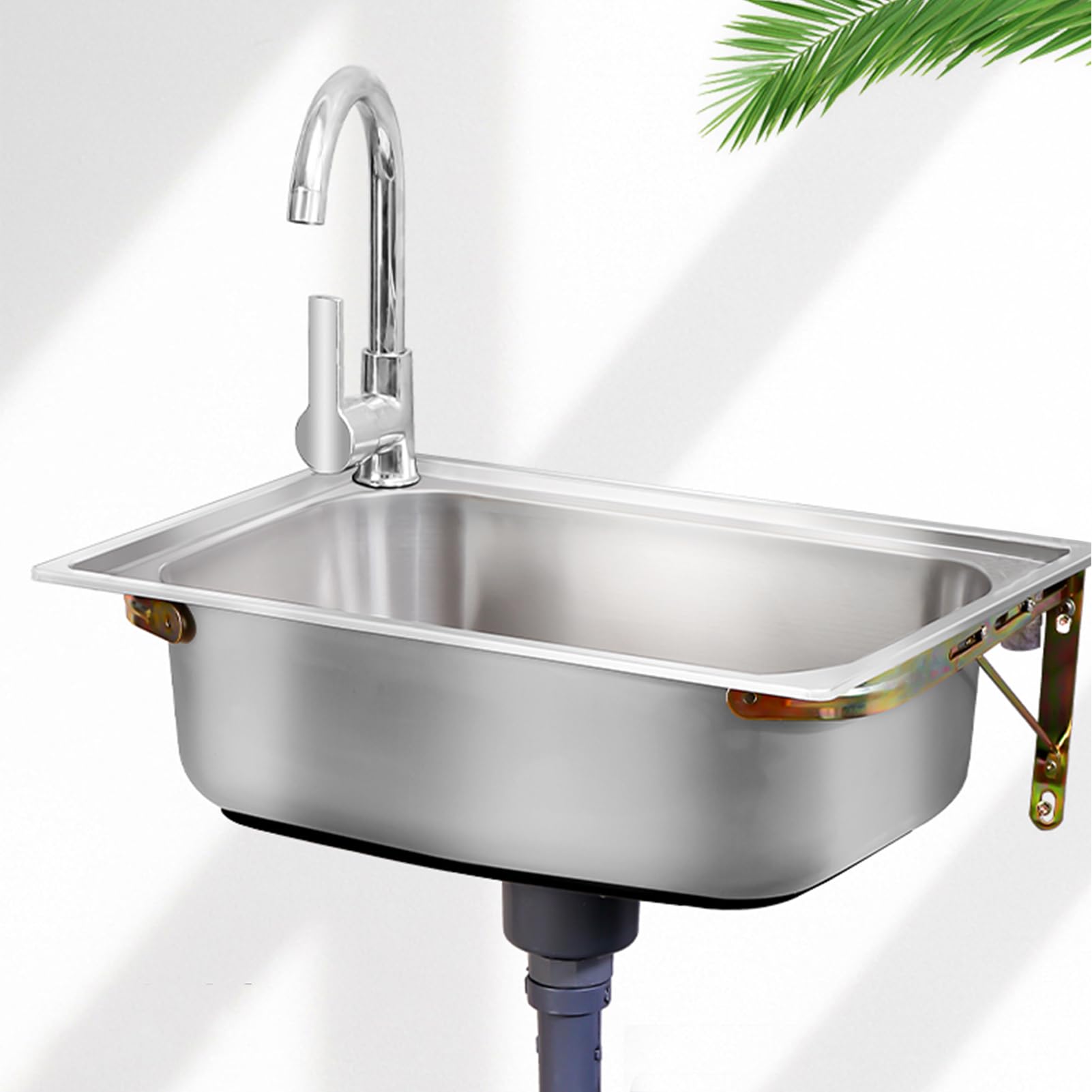 Lavello da Cucina,lavello a Parete in Acciaio Inox con Rubinetto,lavamani per Ristorante,per casa,Commerciale,Camper,Garage,Facile installare (48x35cm)