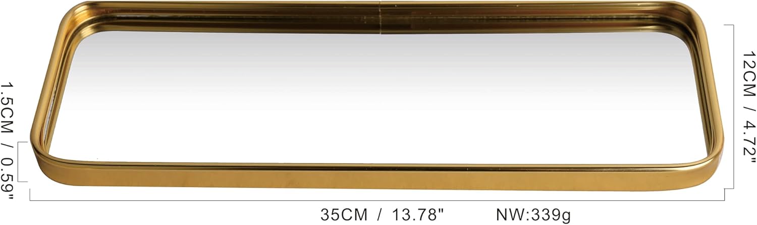 Perfum Trays,Gold Mirror Tray,Vanity Decorative Tray,Non Slip Rectangular Perfume Organizer for Jewelry,Bathroom,Coffee Table (Large) - Image 2