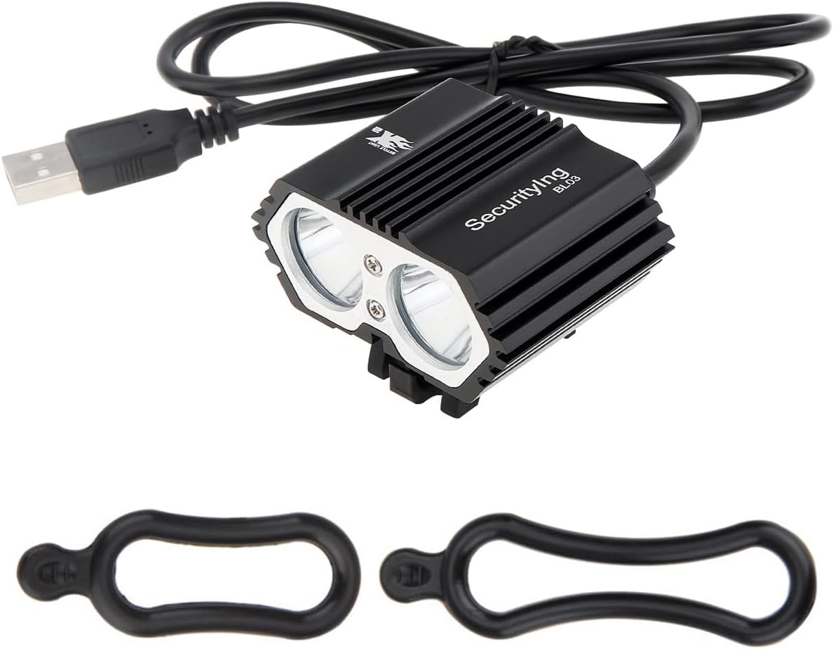 SecurityIng USB Powered Bicycle Light, LED Headlamp Waterproof 700 Lumens 4 Modes Cycling Front Lamp Bike Headlight for Mountain Road, Kids and City Bicycle - No Internal Battery