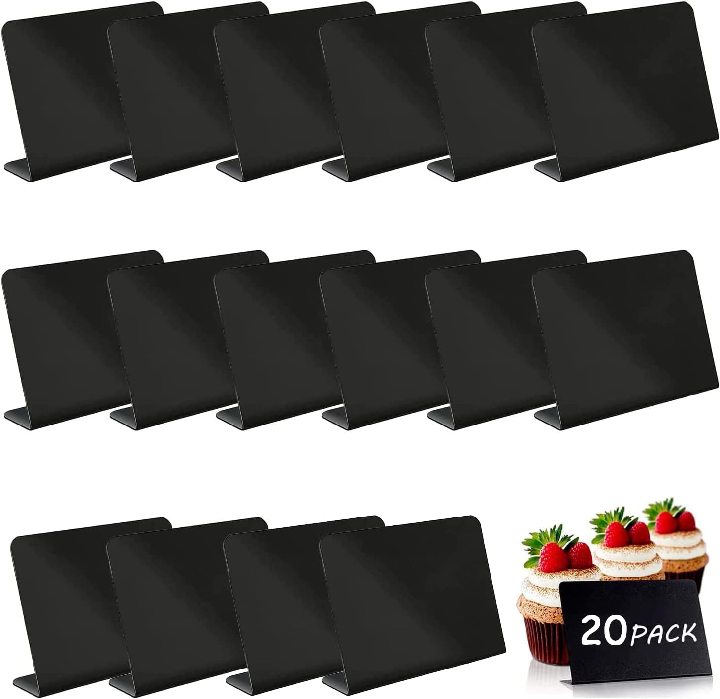 20 Pcs Mini Chalkboard Signs Set, BetterJonny Easy to Write and Wipe Out Food Chalkboard Signs for Parties Reusable Food Labels for School/Wedding/