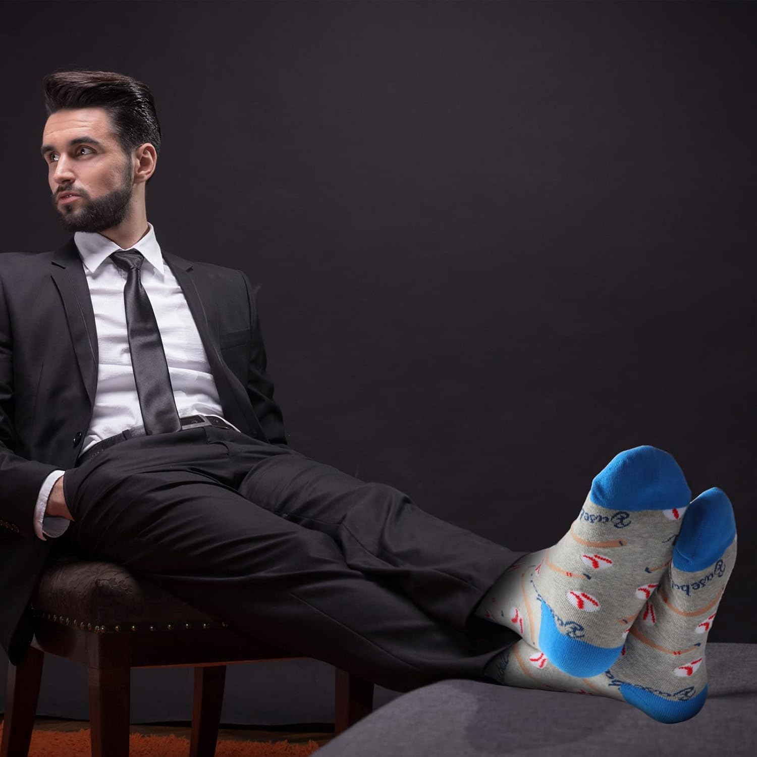 SATINIOR 4 Pairs Funny Baseball Socks Men Novelty Crew Season Socks Baseball Lovers Gifts for Fans Team Players Coaches Favors - Image 7