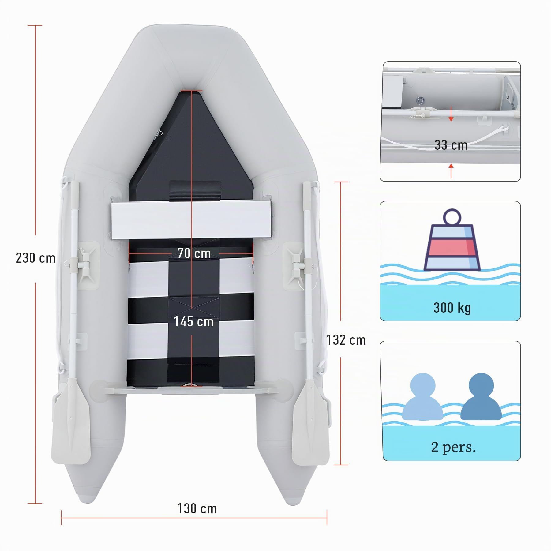 CO-Z Bateau Gonflable pour Adultes Radeau Portable 2/4 Personnes 300kg/450kg Flotteur PVC pour Bateau Pêche Chasse ou Jeu sur Lacs Rivières et Rapides d'eau Vive