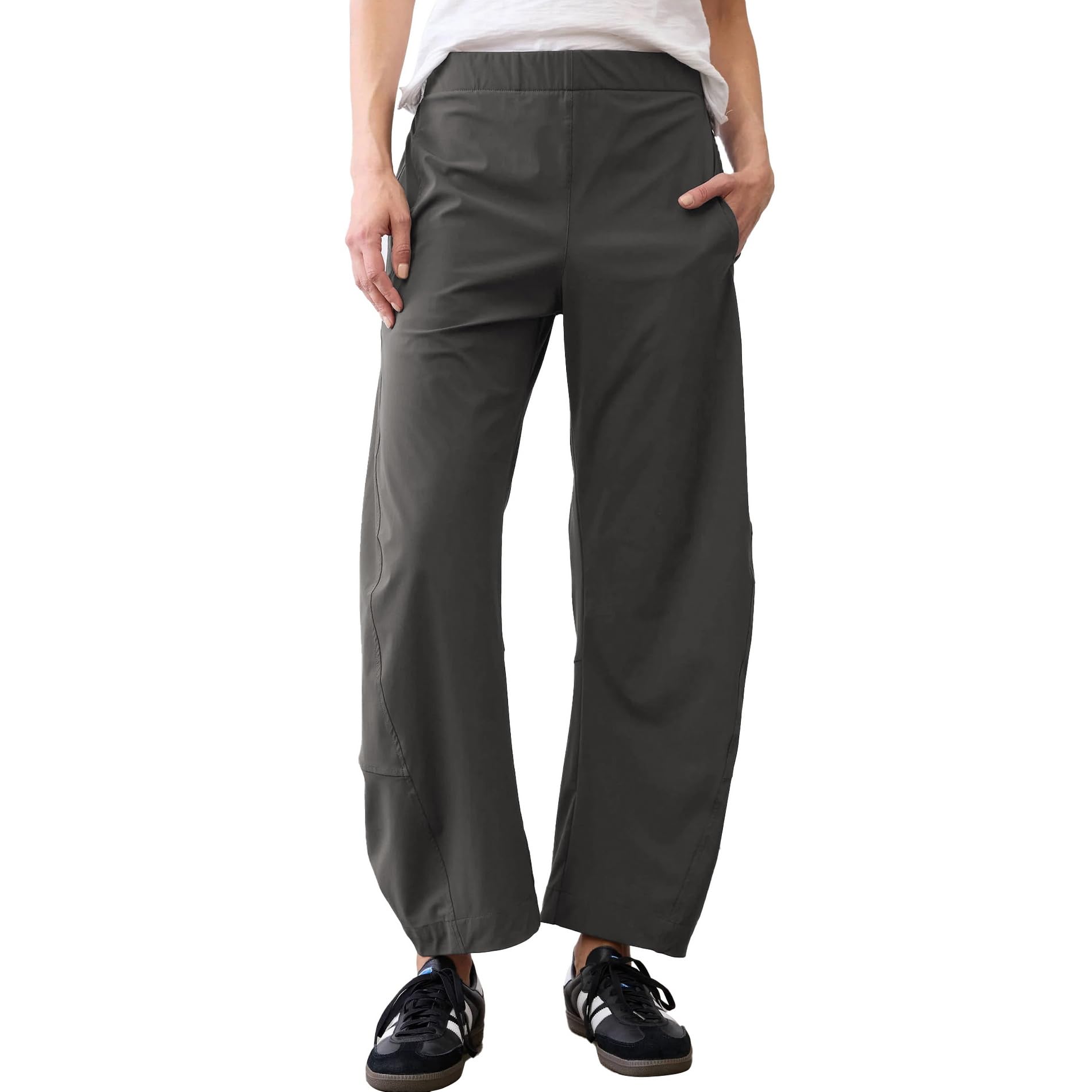 Songling Womens Barrel Pants Wide Leg High Waisted Ankle Business Work Pants Travel Casual Trousers with Pockets