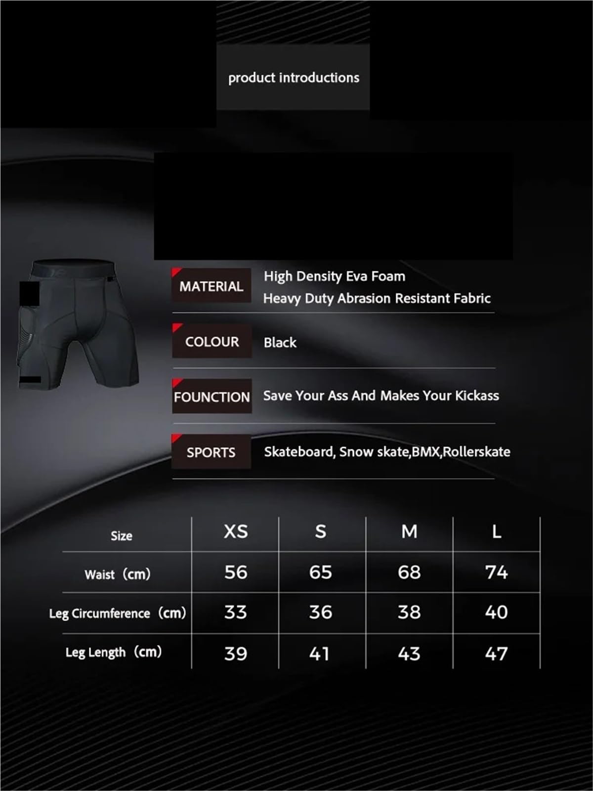 Ski Hüftprotektor Dicke Hüftprotektoren-Shorts mit 3D-Polsterung for Unisex, geeignet for Skateboard, Snowboard, Skifahren, MTB, BMX und Inlineskates