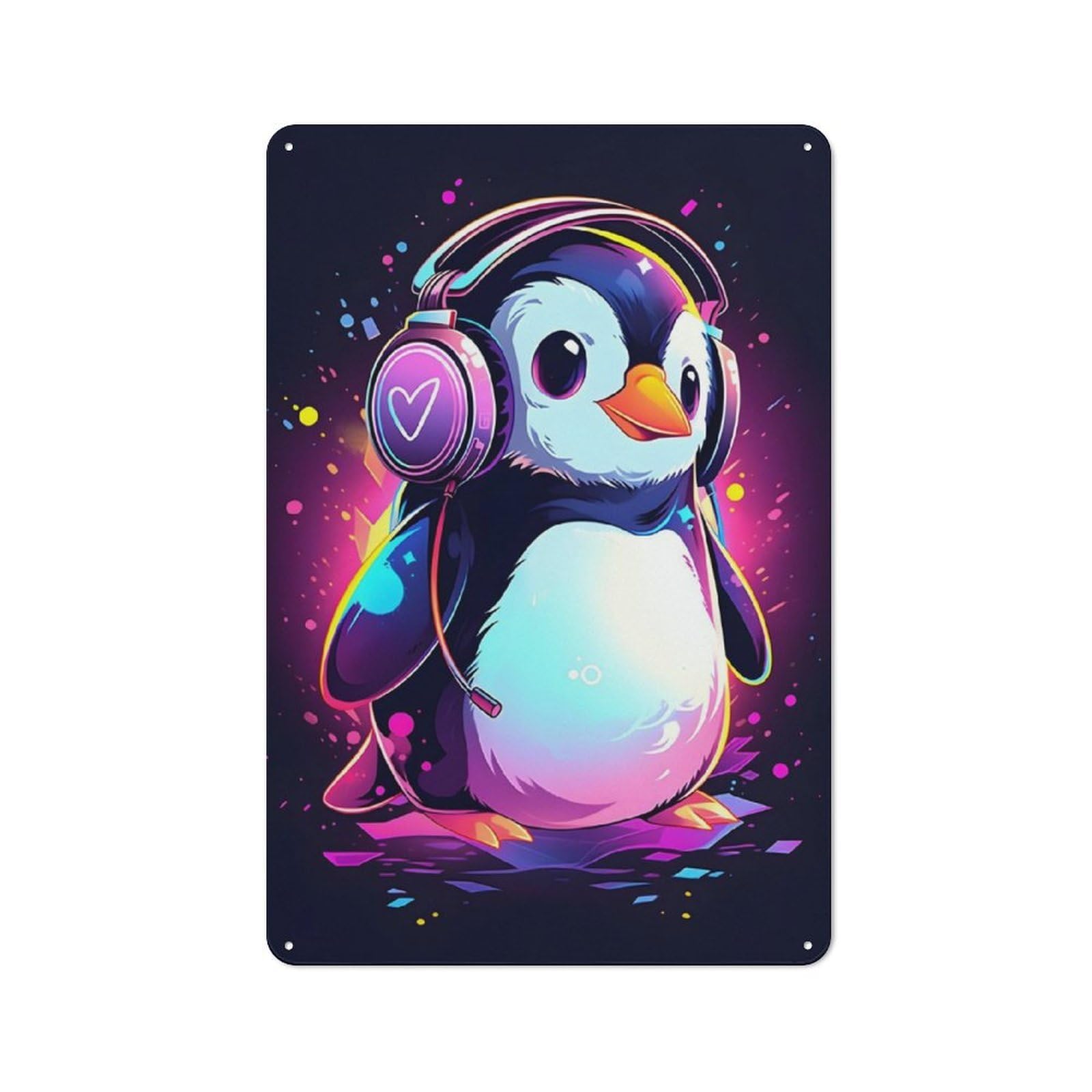 Penguin Music Industrial-style Tin Sign 30x20cm for Living Room Wall, for Metal Sign Collectors, for Garage And Workshop Walls