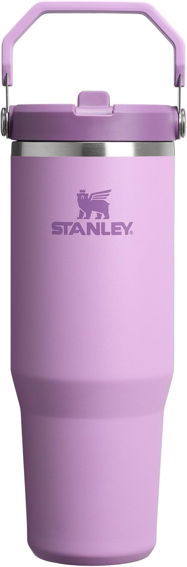 Vaso STANLEY IceFlow 2.0 con popote abatible, 30 oz, Lilac | Asa fácil de llevar | Tapa de rosca y popote abatible | Botella de agua resistente a fugas | Acero inoxidable aislado | Libre de BPA