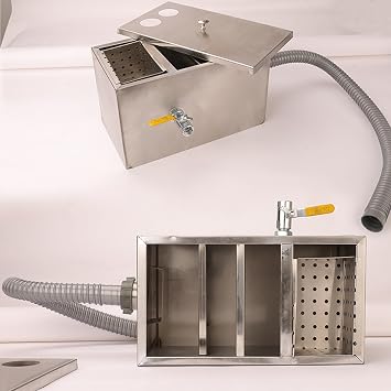 Commercial Grease Intercepto, Grease Interceptor, 1.2mm Thickness Stainless Steel Commercial Grease Trap, for Home Kitchen, Wastewater (Size : 60x40x30)