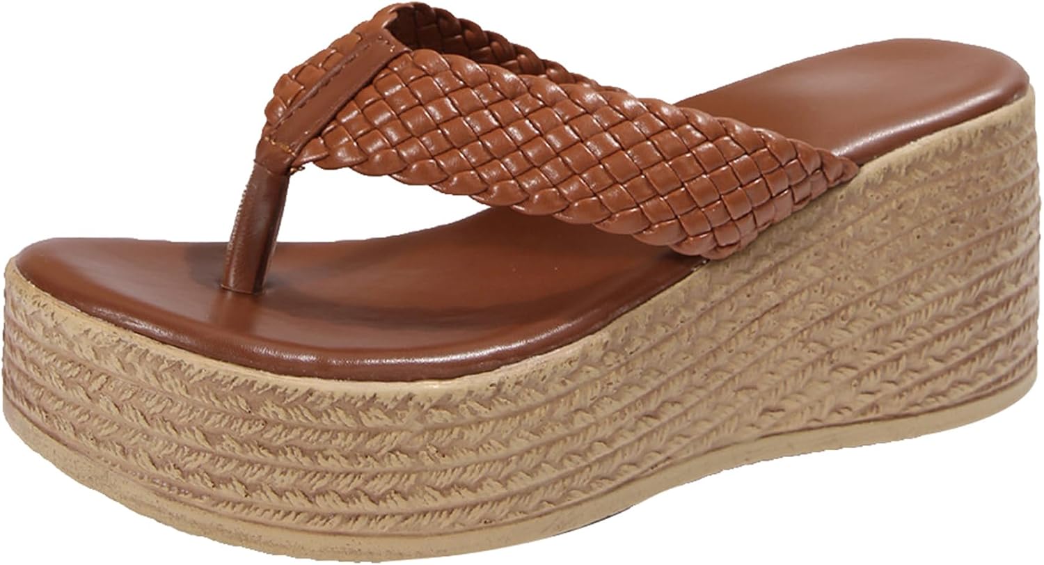 Pocadri Womens Flip Flops Wedge Sandals Fashion Comfort Platform Walking Shoes Orthopedic Slip On Summer Beach Outdoor Sandals