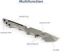 Vista 3 de Barra de palanca de titanio EDC multiherramienta con abrebotellas, función de clip para abridor de cajas (gris)