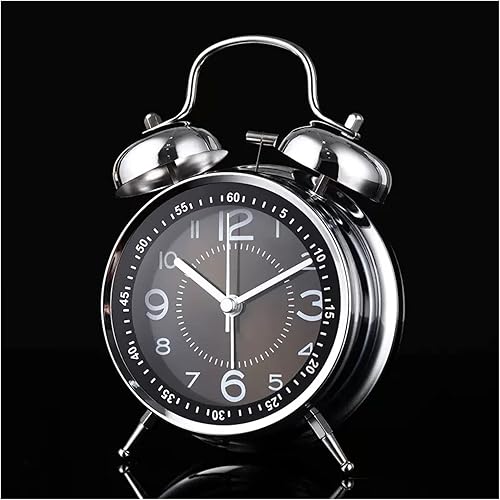 Alarm Clock Bedroom 4 inches Twin Bell Alarm Clock, Loud Alarm Clock with Backlight for Bedroom, Battery Operated Table Clock Bedside Clock (Color