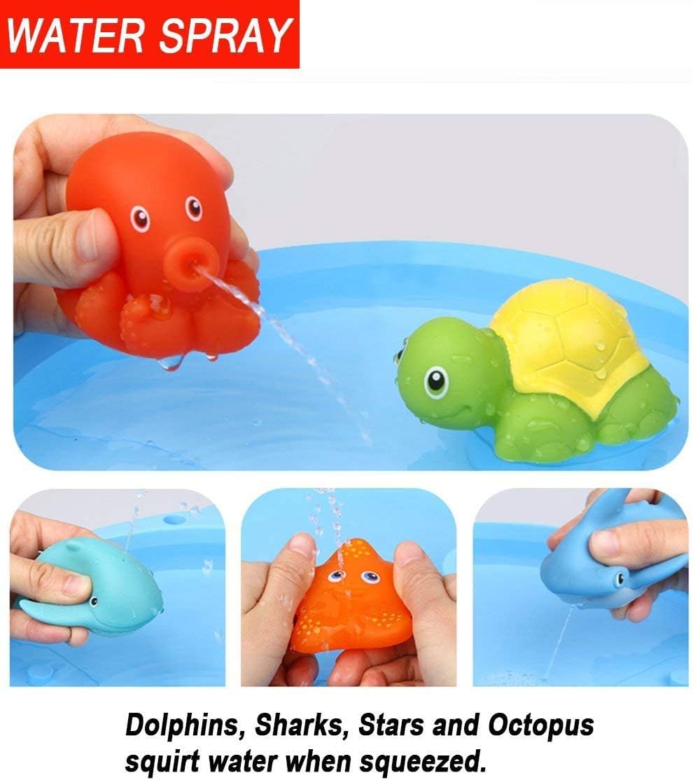 Dulabei 7 pieces bath toys baby from 1 2 3 years old, bath toy children, bath toy with fishnet