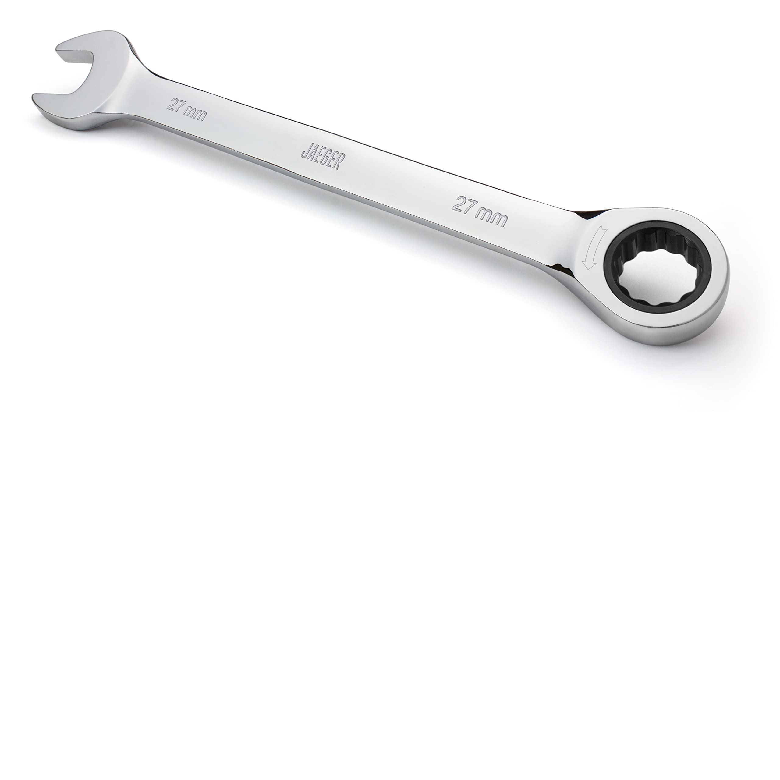 Jaeger 27 mm Ratchet Combination Spanner with 113 Tooth Ratcheting Precision and Hardened, Polished Steel for Projects with Metric Tight Spaces