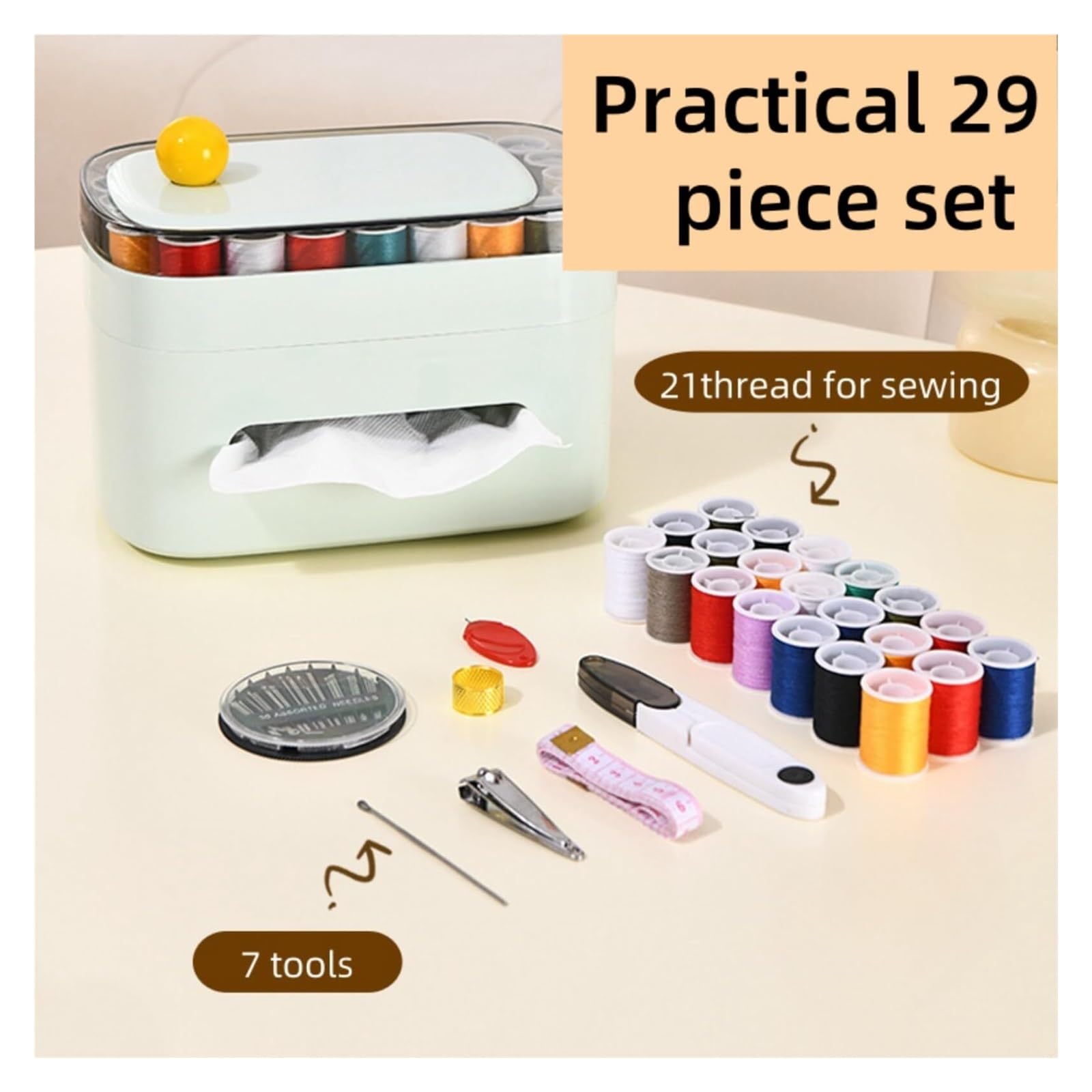 Soporte para Pañuelos Juego de Cubierta Caja pañuelos con Herramientas pequeñas prácticas, Almacenamiento para un Nuevo Hogar(White)