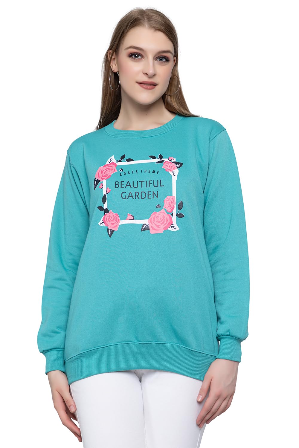 Cotton Winter Sweatshirt for Women | Full Sleeve Printed Round Neck Pullover | Comfortable & Warm Casual Wear for Ladies & Girls-image-27