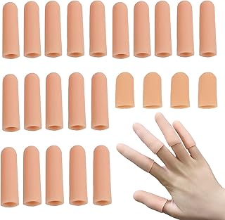 Finger Cots (20 PCS),Rubber Gel Fingertip Cots,Silicone Finger Tips Thumb Guard Protector Gloves, Finger Sleeves for Nail Guitar Fingertip Covers Cutting