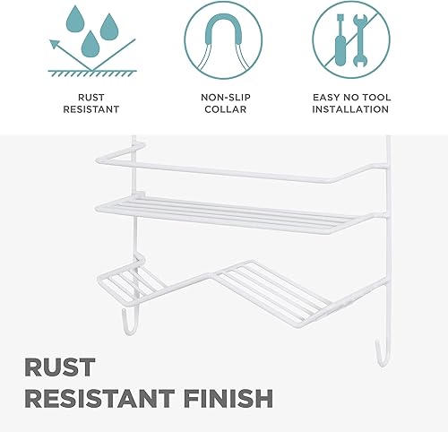 Miniatura 5 de Zenna Home Organizador colgante sobre la ducha, 1 estante y jabonera, color blanco