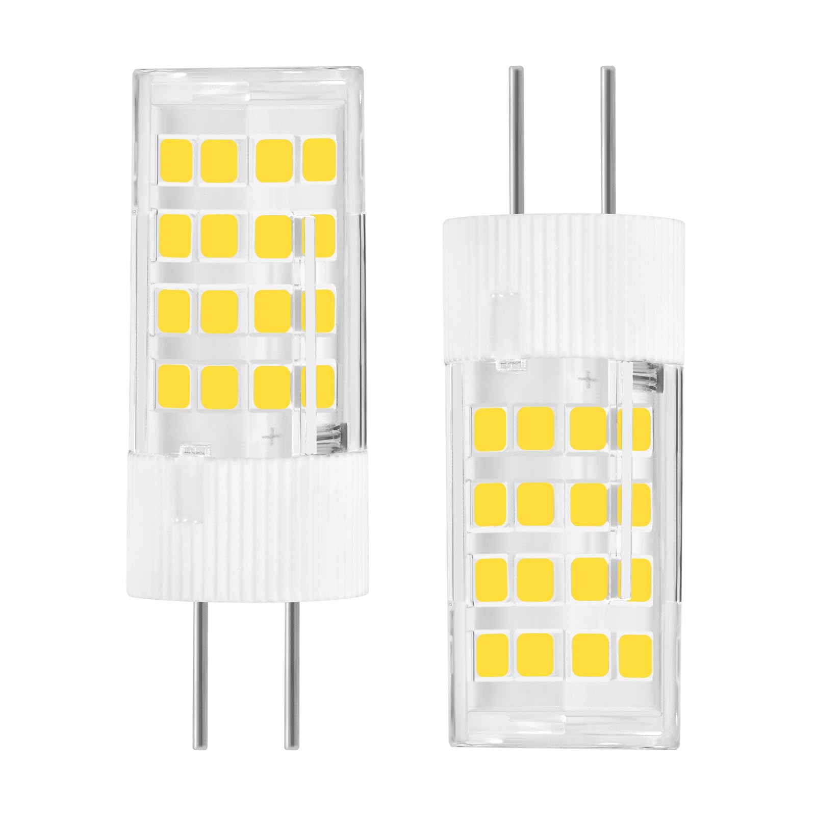 LuxiVerde 4W GY6.35 LED 12V Glühlampe JC Doppelstiftsockel Ersatz für 40W JC G6.35 Halogen-Stiftsockelglühlampe, flimmerfrei, nicht dimmbar, 360°, 400 Lumen (Kaltweiß 6000k, 2er-Pack)