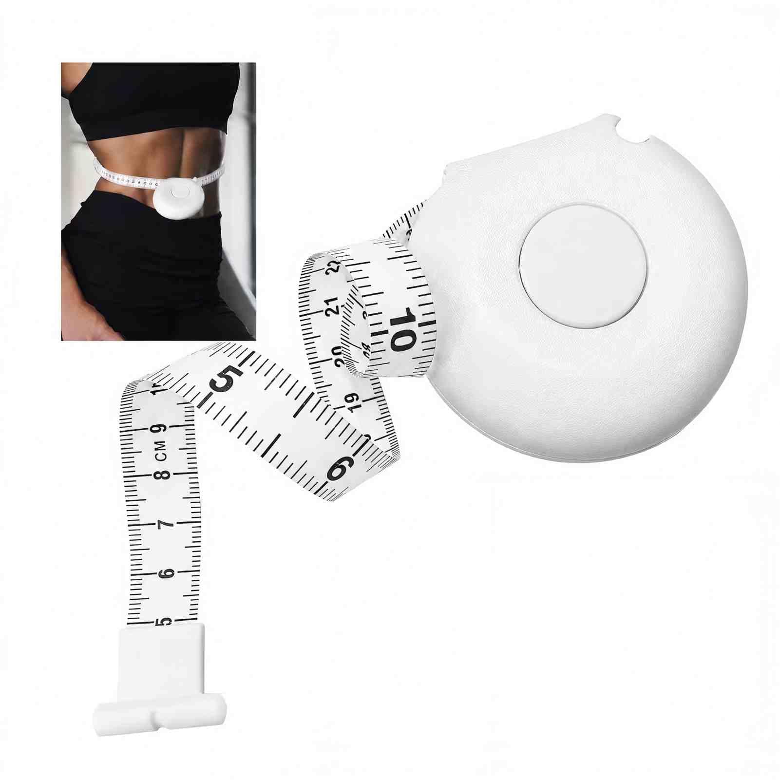2 M Cinta métrica corporal, Cinta de Sastre Suave, Retráctil, Doble Cara en cm y pulgadas, Suave, con Botón, para Costura, Sastrería, Medición de Cintura y Altura (Blanco)