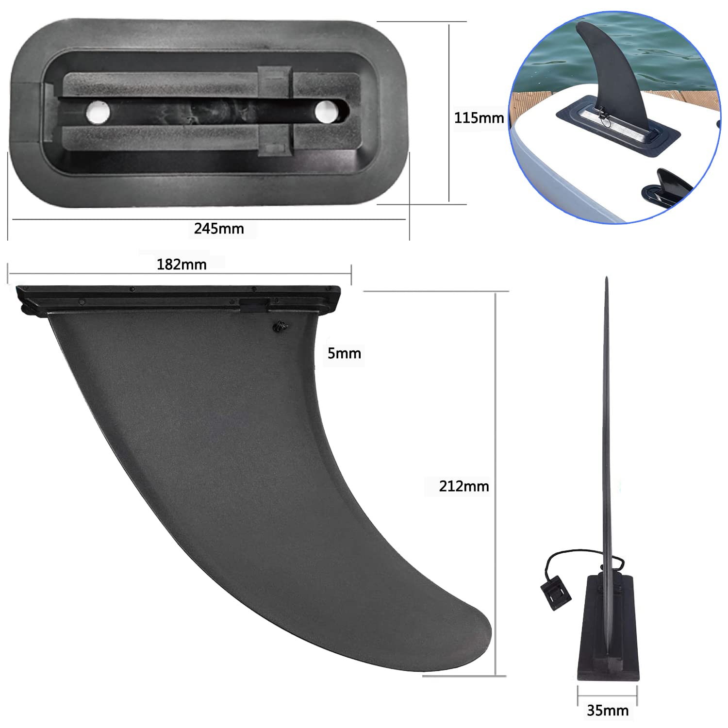 Aileron De Surf 9 Pouces - Aileron Plastique Pour Paddle Board Et Longboard