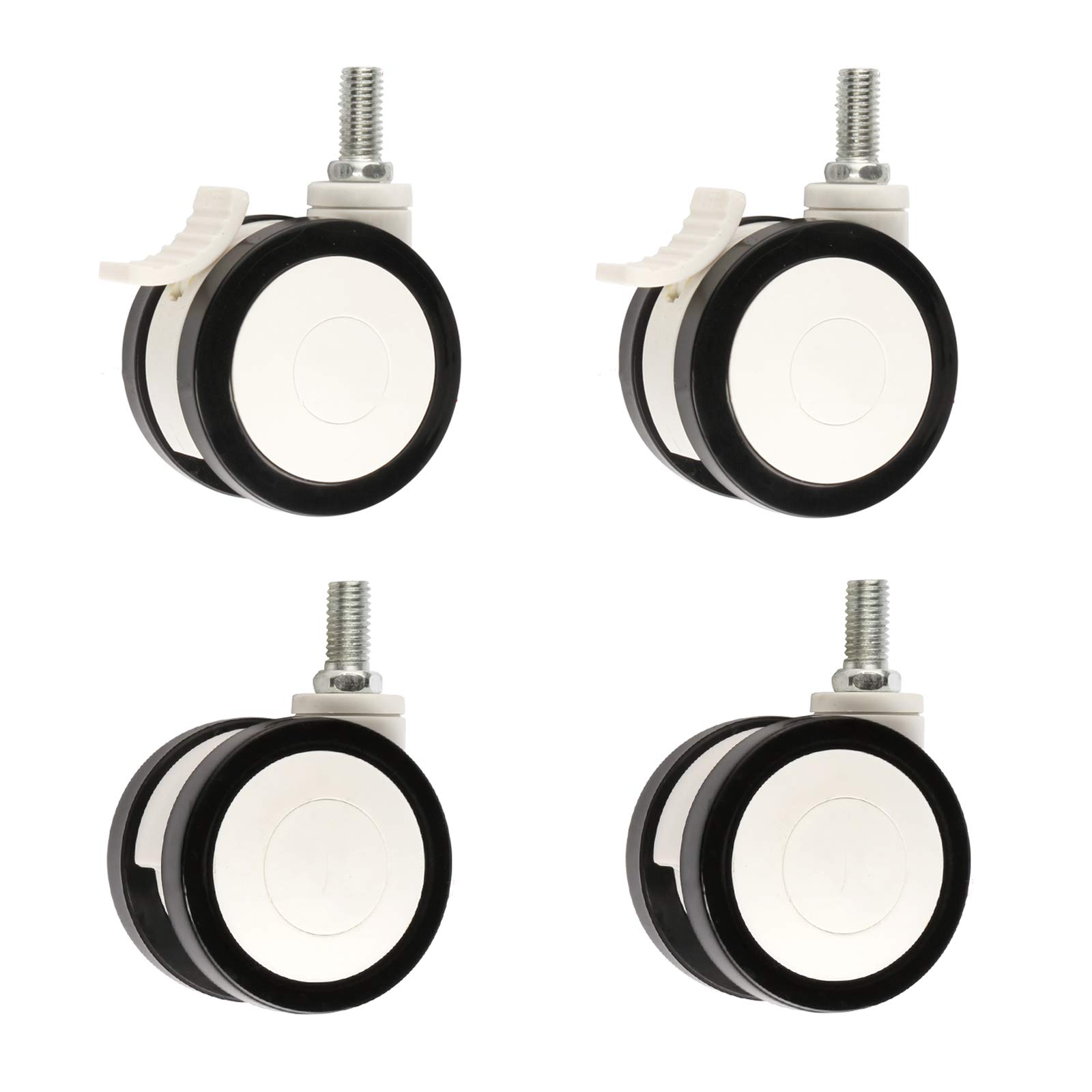 GBRJUYF High-Performance 4-Pack 75mm Trolley Wheels Double Swivel Furniture Cs Polyurethane Replacement Parts for Beauty Devices with Brake Universal Fit