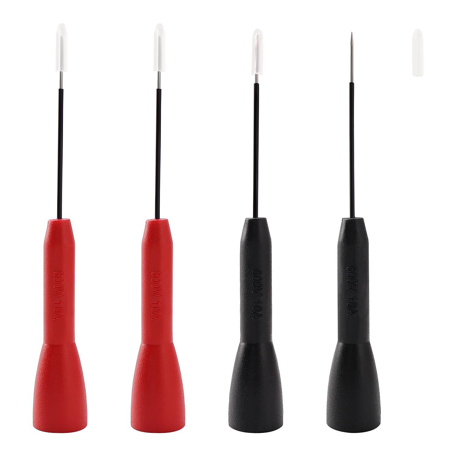 4 Sztuk 10A 600V 0.7mm Sondy Multimetru Kompatybilnych z Sondami 2mm, Pin Sondy Testowej z Tyłu, do Testowania Multimetrem, Czerwono Czarny