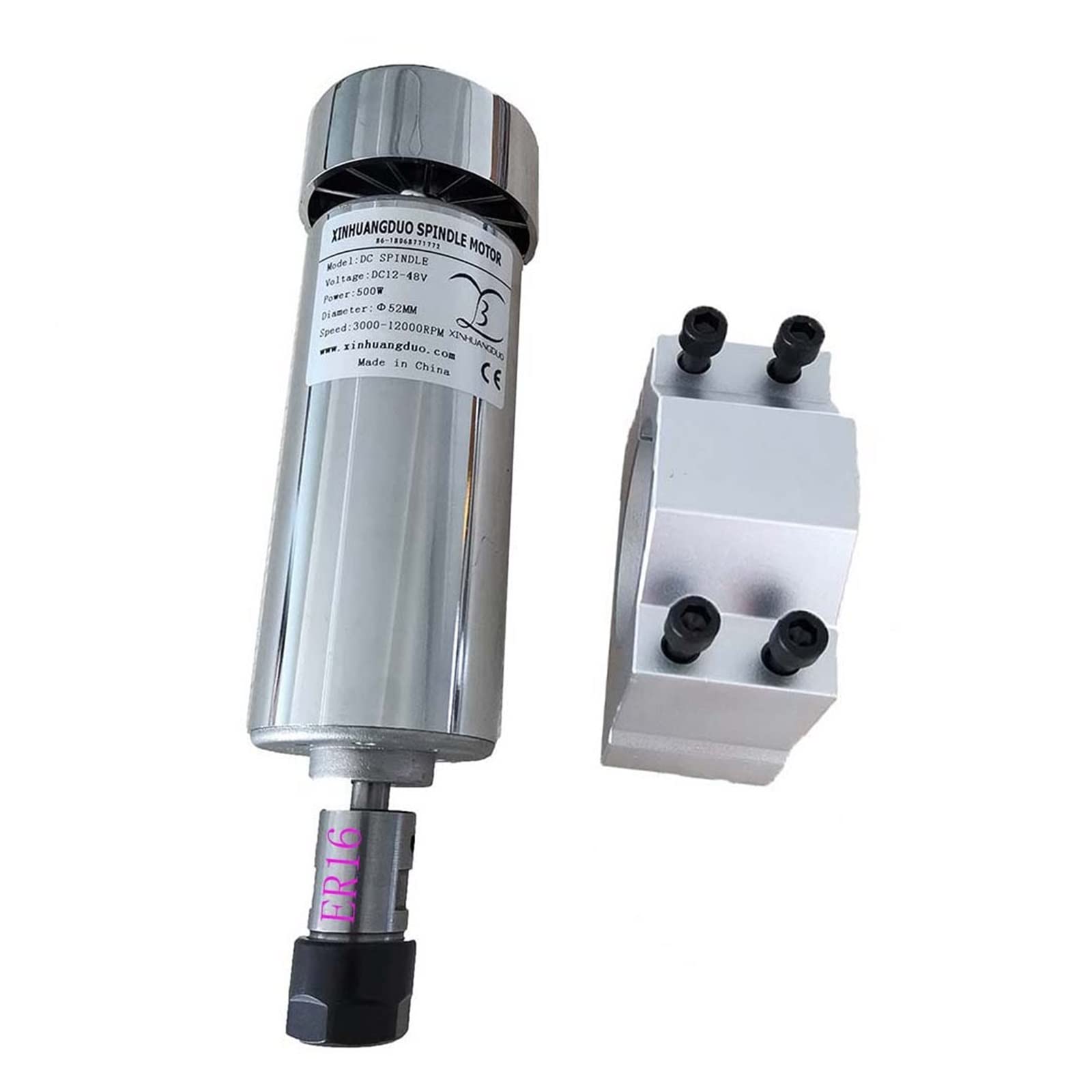 Mooilko Package 3 Er16 Air Cooled Dc 48V 0.5Kw Cnc Spindlemotor Kit Er16 Chuck 500W Spindle Motor + Power Supply Speed Governor For Engraving Smooth Running(Package 3 Er16)