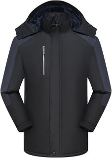 Beokeuioe Softshell Jackets Men's Rain Jacket Waterproof Breathable Windproof Functional Jacket with Plush Lining Winter Outdoor Hiking Jacket Coats with Removable Hood