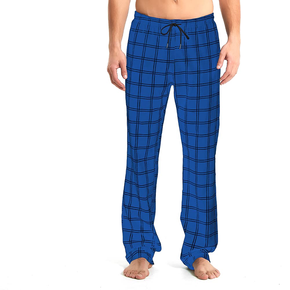 Idtswch Mens Tall Pajama Pants 30/32/34/36/38 Long Inseam Plaid Lounge Pants Sleepwear Pajama Bottoms 100% Cotton