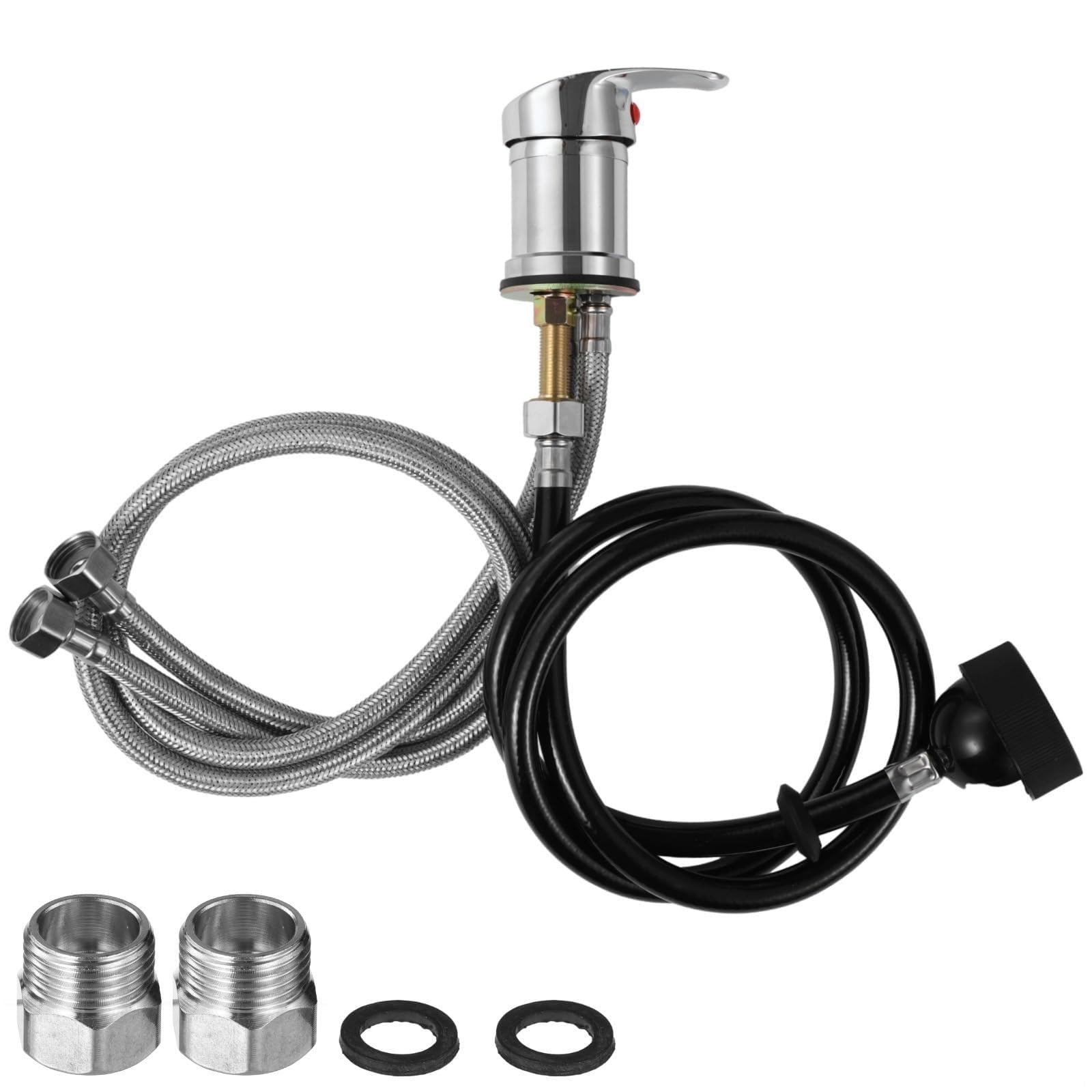 Salon Shampoo Bowl Faucet and Sprayer Kit with Adapters, Beauty Salon Sink Faucet Sprayer with 3/8" to 1/2" NPT