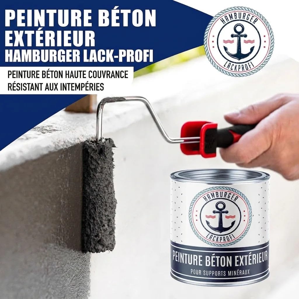 Peinture béton extérieur satiné jaune sable RAL 1002 jaune Peinture sol résine sol revêtement béton façade (2,5 L) Hamburger Lack-Profi